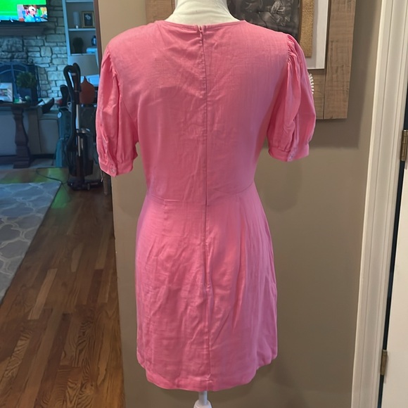 Francescas Pink Linen Tie Front Dress - Picture 6 of 9